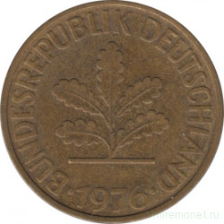 Монета. ФРГ. 10 пфеннигов 1976 год. Монетный двор - Карлсруэ (G).