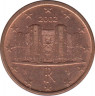 Монета. Италия. 1 цент 2002 год. ав.
