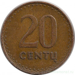 Монета. Литва. 20 центов 1991 год.