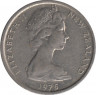 Монета. Новая Зеландия. 5 центов 1975 год. ав.