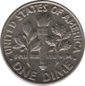  Монета. США. 10 центов 1982 год. Монетный двор P. рев.