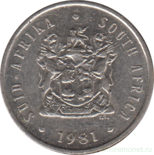 Монета. Южно-Африканская республика (ЮАР). 5 центов 1981 год.
