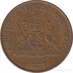Монета. Тринидад и Тобаго. 5 центов 1977 год.