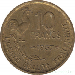 Монета. Франция. 10 франков 1957 год. Монетный двор - Париж.