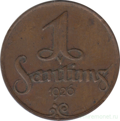 Монета. Латвия. 1 сантим 1926 год.
