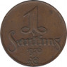 Монета. Латвия. 1 сантим 1926 год. ав.