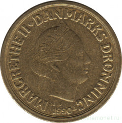 Монета. Дания. 10 крон 1990 год.