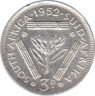 Монета. Южно-Африканская республика (ЮАР). 3 пенса 1952 год. ав.