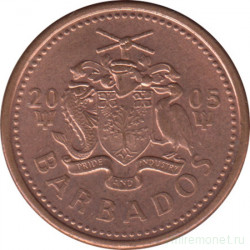 Монета. Барбадос. 1 цент 2005 год.
