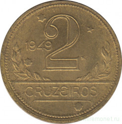Монета. Бразилия. 2 крузейро 1949 год.