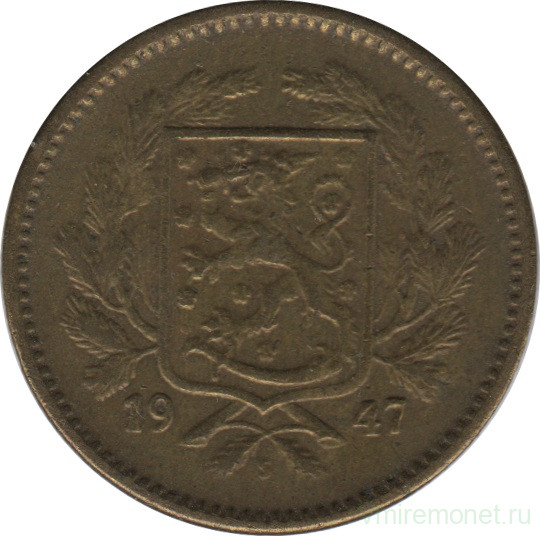 Монета. Финляндия. 5 марок 1947 год.