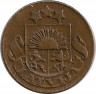 Реверс.Монета. Латвия. 1 сантим 1928 год.