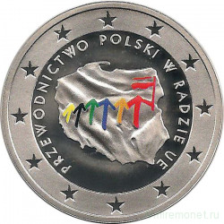 Монета. Польша. 10 злотых 2011 год. Председательство Польши в Совете Евросоюза.