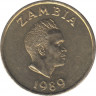 Монета. Замбия. 1 квача 1989 год. рев.