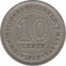 Монета. Малайя (Малайзия). 10 центов 1950 год. ав.