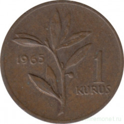 Монета. Турция. 1 куруш 1965 год.
