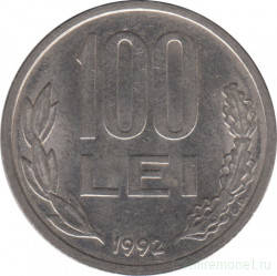 Монета. Румыния. 100 лей 1992 год.
