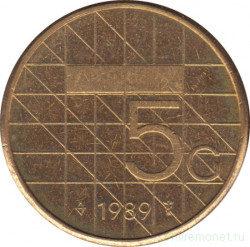 Монета. Нидерланды. 5 гульденов 1989 год.