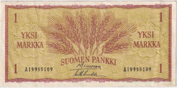 Банкнота. Финляндия. 1 марка 1963 год. Тип 98A(16).