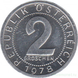 Монета. Австрия. 2 гроша 1978 год.