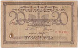 Банкнота. Польша. 20 польских марок 1919 год. Тип 21 (2).
