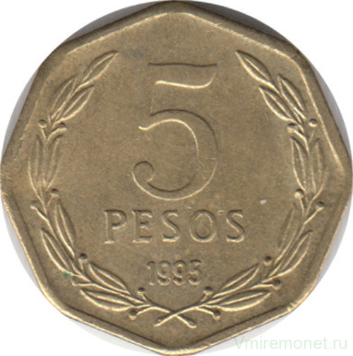 Монета. Чили. 5 песо 1995 год.
