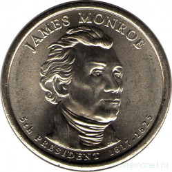 Монета. США. 1 доллар 2008 год. Президент США № 5, Джеймс Монро. Монетный двор P.