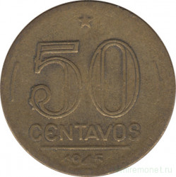 Монета. Бразилия. 50 сентаво 1945 год.