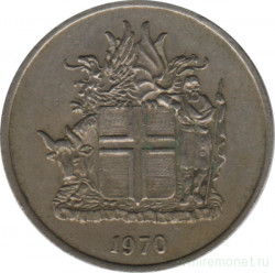 Монета. Исландия. 5 крон 1970 год.