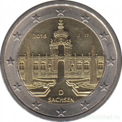 Монета. Германия. 2 евро 2016 год. Саксония (J).