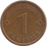 Реверс. Монета. Латвия. 1 сантим 2008 год.
