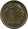 Реверс. Монета. Польша. 1 грош 2008 год.
