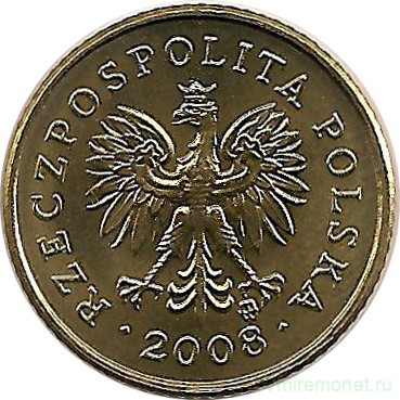 Монета. Польша. 1 грош 2008 год.