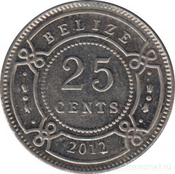 Монета. Белиз. 25 центов 2012 год.
