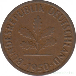 Монета. ФРГ. 2 пфеннига 1950 год. Монетный двор - Гамбург (J).