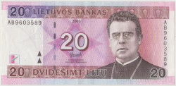 Банкнота. Литва. 20 лит 2001 год. Тип 66.