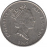 Монета. Новая Зеландия. 10 центов 1989 год. ав.