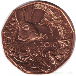 Монета. Австрия. 5 евро 2019 год. Пасхальный заяц.