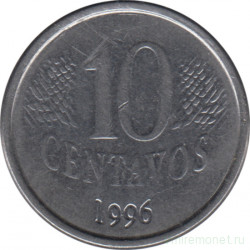 Монета. Бразилия. 10 сентаво 1996 год.