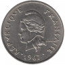 Монета. Французская Полинезия. 10 франков 1967 год.