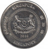 Монета. Сингапур. 10 центов 2010 год. ав.
