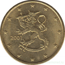 Монета. Финляндия. 10 центов 2001 год.