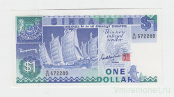 Банкнота. Сингапур. 1 доллар 1987 год.