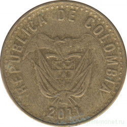 Монета. Колумбия. 100 песо 2011 год.