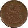 Аверс.Монета. Финляндия. 1 марка 1942 год.