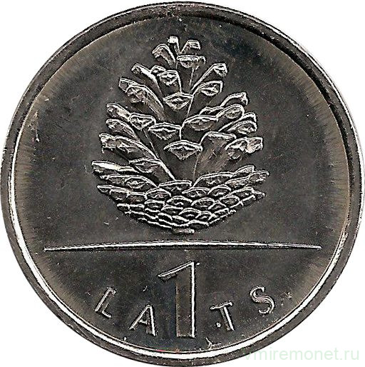 Монета. Латвия. 1 лат 2006 год. Шишка.