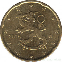 Монета. Финляндия. 20 центов 2015 год.