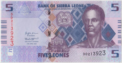 Банкнота. Сьерра-Леоне. 5 леоне 2022 год. Тип W36.