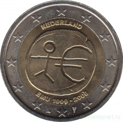 Монета. Нидерланды. 2 евро 2009 год. 10 лет экономическому и валютному союзу.