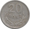 Аверс. Монета. Польша. 20 грошей 1961 год.